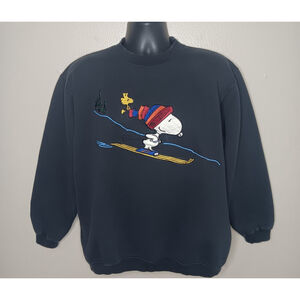 VTG 90s Bill Ditfort Schultz Snoopy & Friends Adult Large Sweatshirt Ski Peanuts